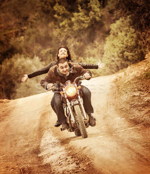 Szabadság tevékenység sportos család utazó motorbicikli Stock fotó © Anna_Om