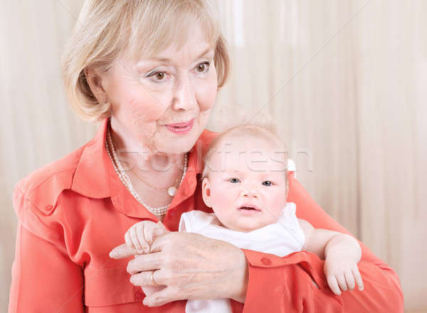 Stock foto: Großmutter · Baby · Hände · home · eleganten · jungen