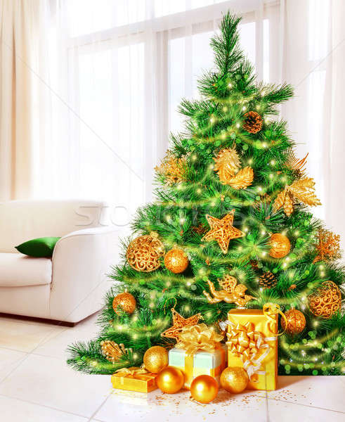 Christmas tree at home Stock photo © Anna_Om