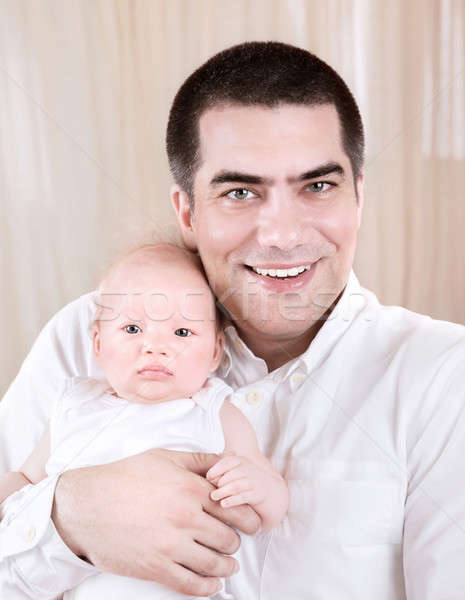 Stock foto: Glücklich · Vater · Baby · Porträt · heiter