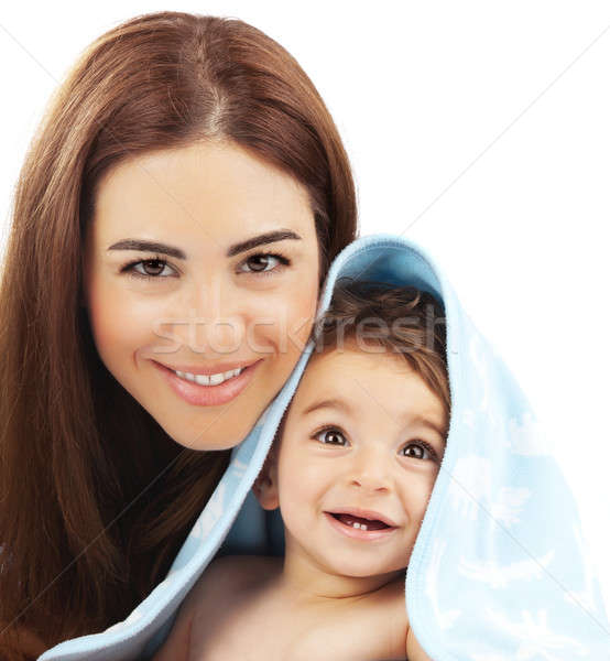 Stockfoto: Gelukkig · gezin · portret · moeder · aanbiddelijk · mooie · kind