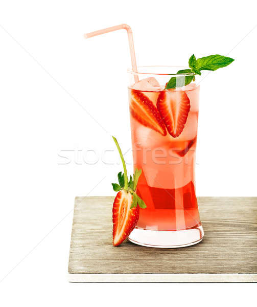 Rot fruchtig Erdbeere Cocktail mint kaltes Getränk Stock foto © Anna_Om