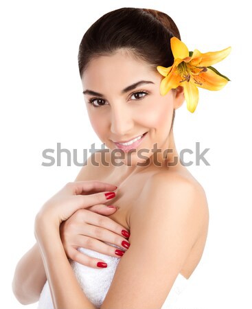 Fiatal hölgy fürdő fotó aranyos szalon Stock fotó © Anna_Om