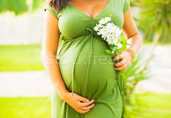 Stockfoto: Zwangere · genieten · zomer · park