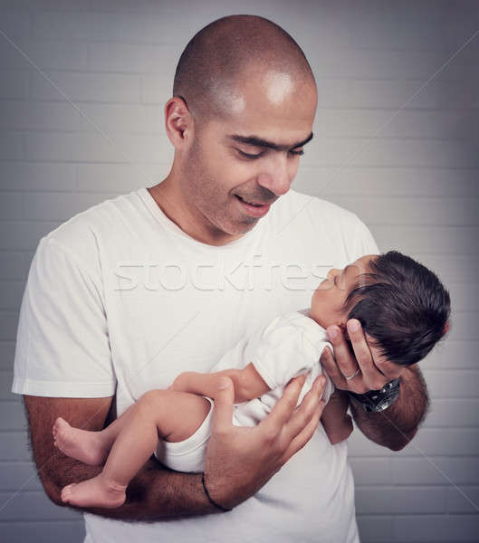 Happy father with little baby Stock photo © Anna_Om
