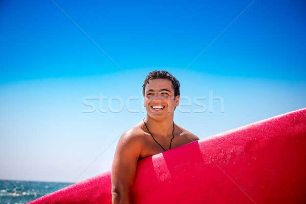 Genießen Surfen heiter Teenager rot Stock foto © Anna_Om