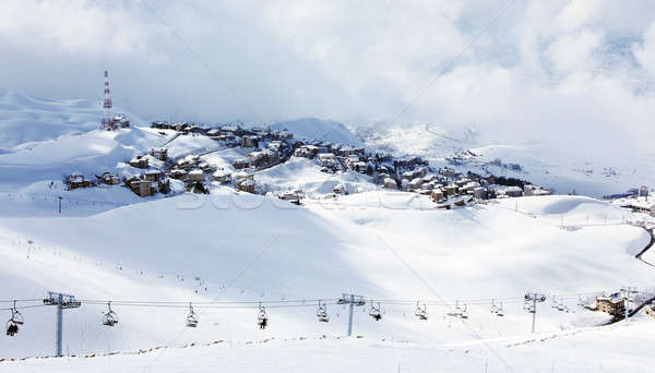 Foto d'archivio: Inverno · montagna · sci · resort · panorama · neve