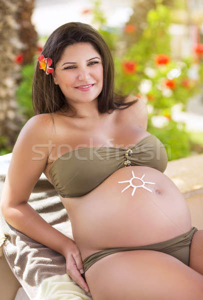 Pregnant woman on the beach Stock photo © Anna_Om