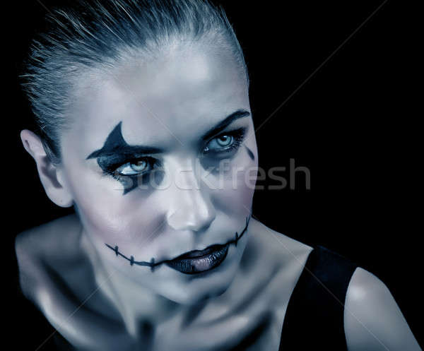 Vérfagyasztó boszorkány közelkép portré hátborzongató smink Stock fotó © Anna_Om
