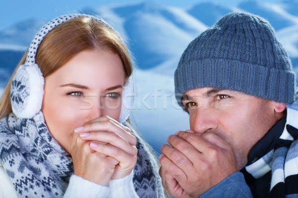 Young couple in the winter park Stock photo © Anna_Om