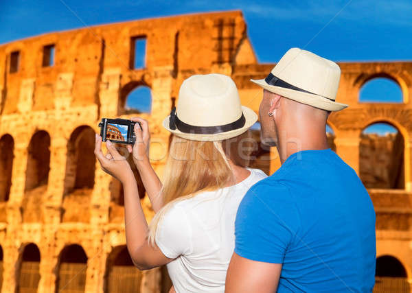 [[stock_photo]]: Lune · de · miel · vacances · Rome · Retour · côté · jeunes