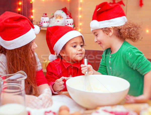 Stockfoto: Drie · kinderen · christmas · cookies · cute