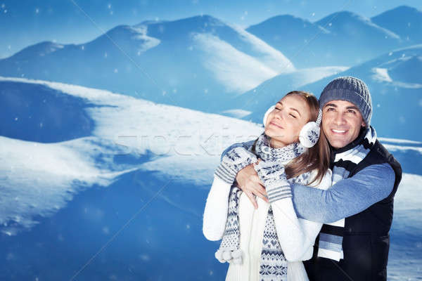 Сток-фото: счастливым · пару · зима · отпуск · портрет