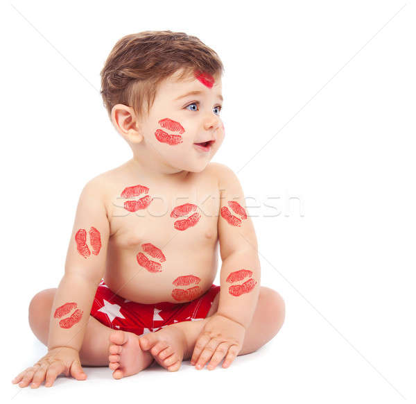 Liebenswert Kind Bild rot Haut glücklich Stock foto © Anna_Om