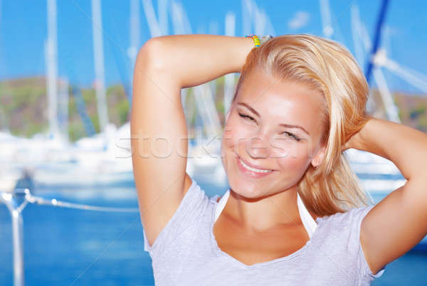 Cute fille yacht port portrait [[stock_photo]] © Anna_Om