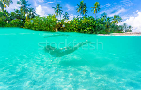 Homme plongée exotique île natation transparent [[stock_photo]] © Anna_Om