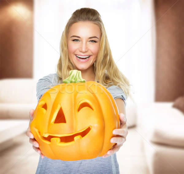 Happy woman on Halloween party Stock photo © Anna_Om