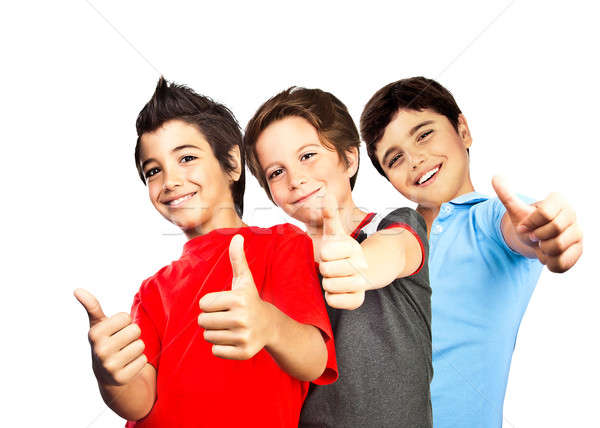 Boldog fiúk tinédzserek legjobb barátok jókedv mosolyog Stock fotó © Anna_Om