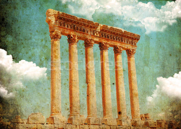 Retro grungy style photo. Jupiter's temple, Baalbek, Lebanon Stock photo © Anna_Om