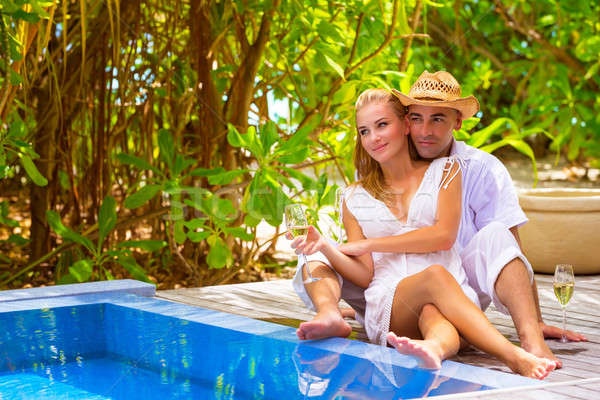 Happy couple on romantic resort Stock photo © Anna_Om