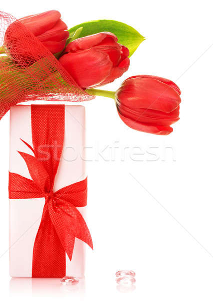 Stock foto: Rot · Tulpe · Bouquet · vorliegenden · Bild · romantischen