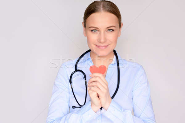 Goede cardioloog portret mooie arts hart Stockfoto © Anna_Om