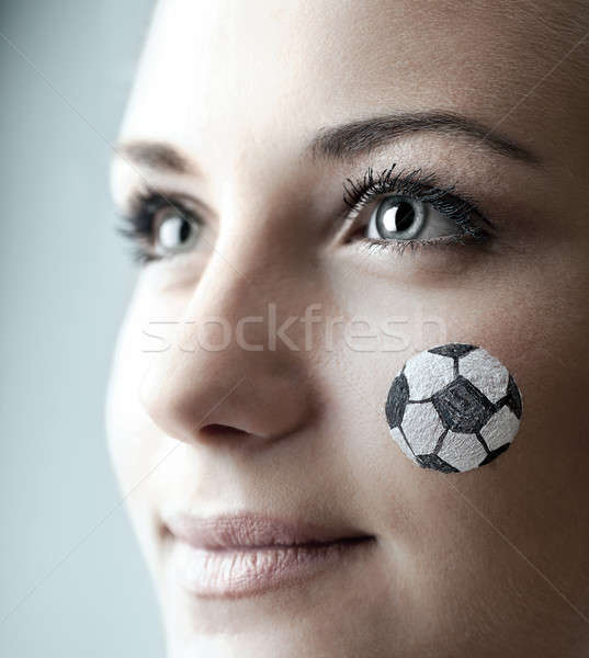 Közelkép portré boldog futball ventillátor festett Stock fotó © Anna_Om