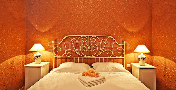 Romantica camera da letto interni lusso interior design caldo Foto d'archivio © Anna_Om