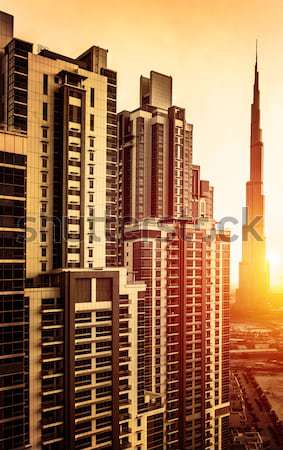 Dubai centro de la ciudad puesta de sol burj califa torre Foto stock © Anna_Om