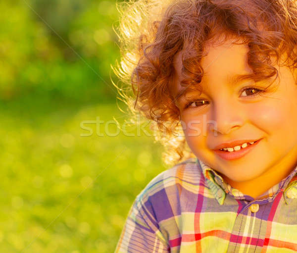 Stockfoto: Vrolijk · kind · zomer · veld · portret