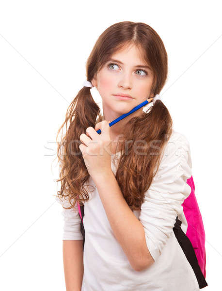 Smart thoughtful girl on exam Stock photo © Anna_Om