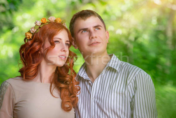 Dreamy couple in the park Stock photo © Anna_Om