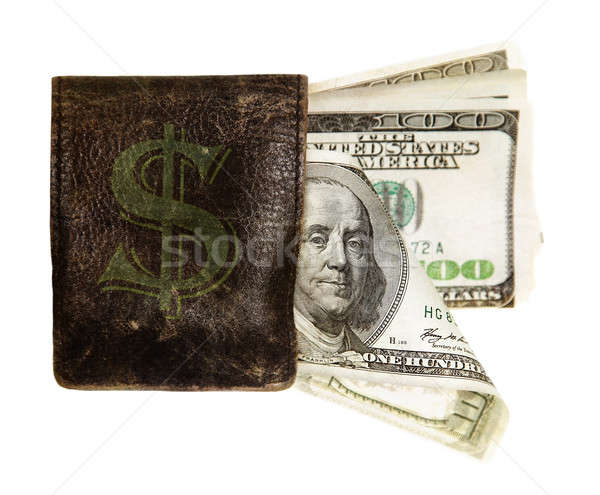 Stock fotó: Száz · dollár · bankjegyek · pénztárca · izolált · fehér