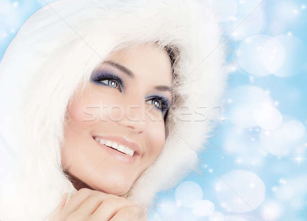 ストックフォト: 雪 · クイーン · 美人 · クリスマス · スタイル · 化粧