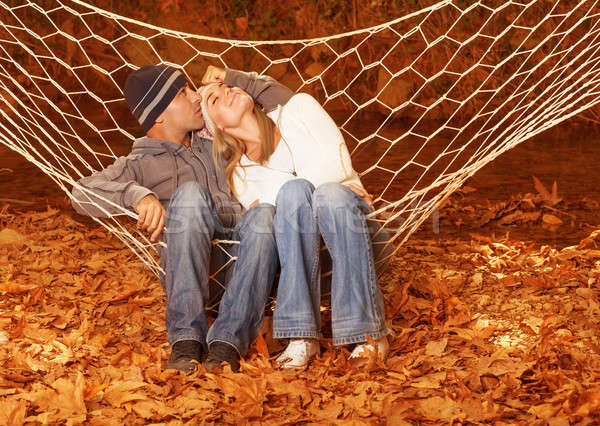 快樂 情侶 吊床 圖像 年輕 家庭 商業照片 © Anna_Om