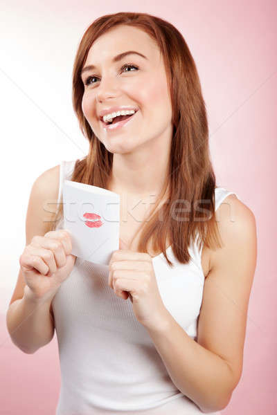 Fille carte de vœux image cute [[stock_photo]] © Anna_Om