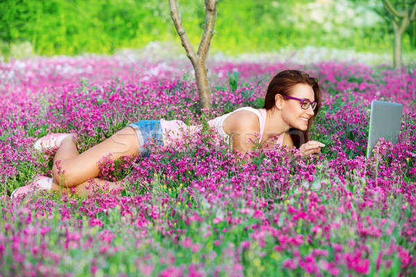 Student girl in the park Stock photo © Anna_Om
