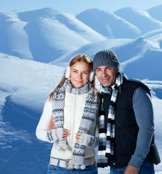 Happy couple on winter holidays Stock photo © Anna_Om