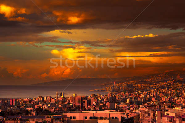 Hermosa ciudad puesta de sol asombroso vista Foto stock © Anna_Om