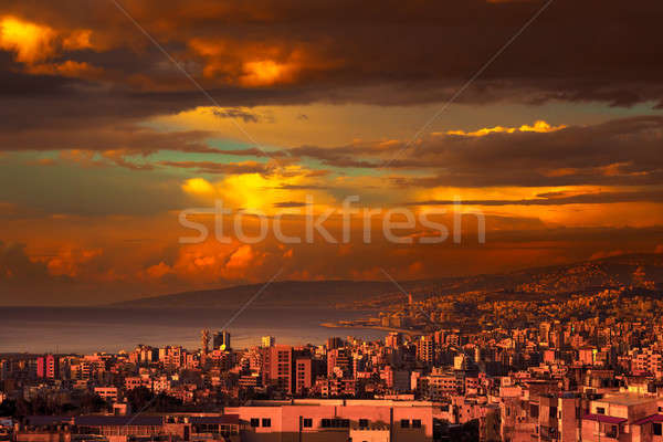 [[stock_photo]]: Belle · ville · coucher · du · soleil · incroyable · vue