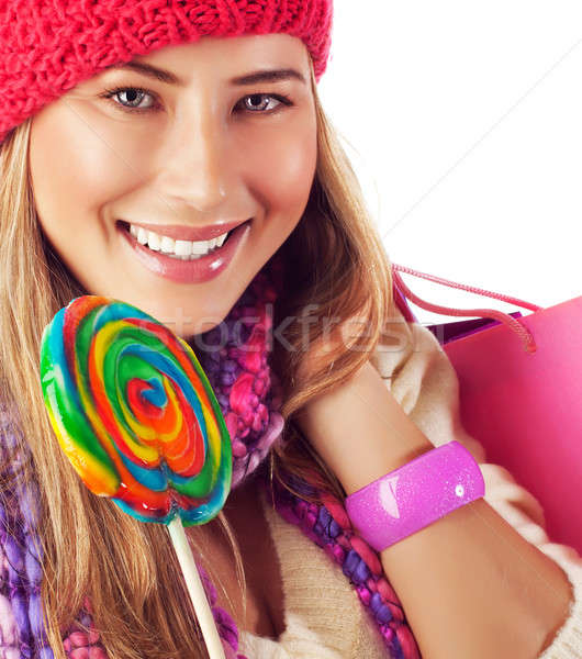 Young lady with colorful lollipop Stock photo © Anna_Om