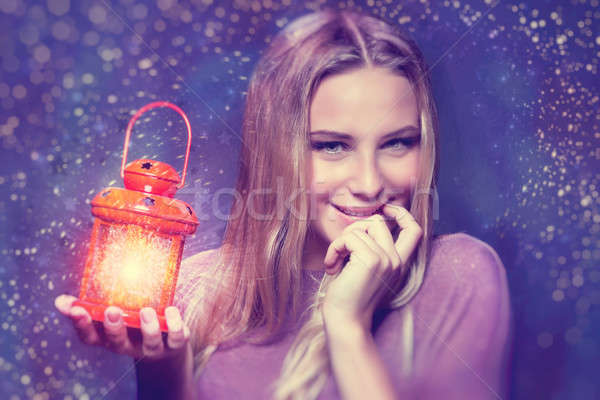 Cute girl at Christmas eve Stock photo © Anna_Om
