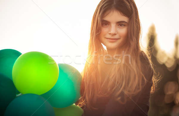 Cute girl with air balloons Stock photo © Anna_Om
