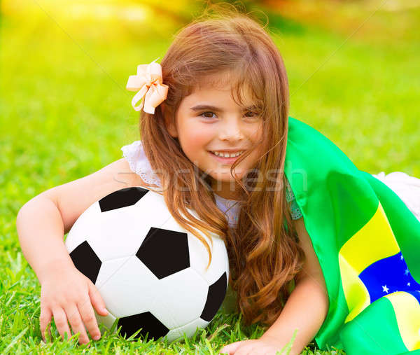 Foto stock: Cute · pequeño · fútbol · ventilador · primer · plano · retrato