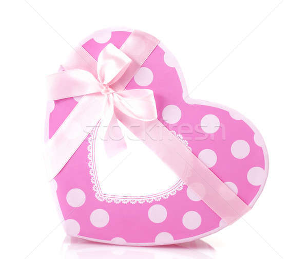 Pink heart-shaped gift box Stock photo © Anna_Om