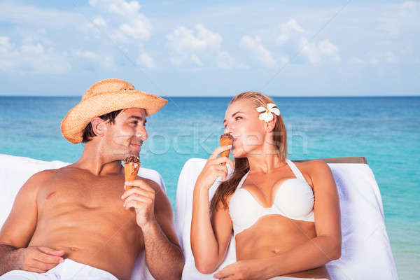 Happy couple on the beach resort Stock photo © Anna_Om