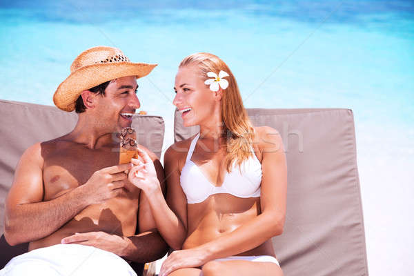 Happy couple on the beach Stock photo © Anna_Om