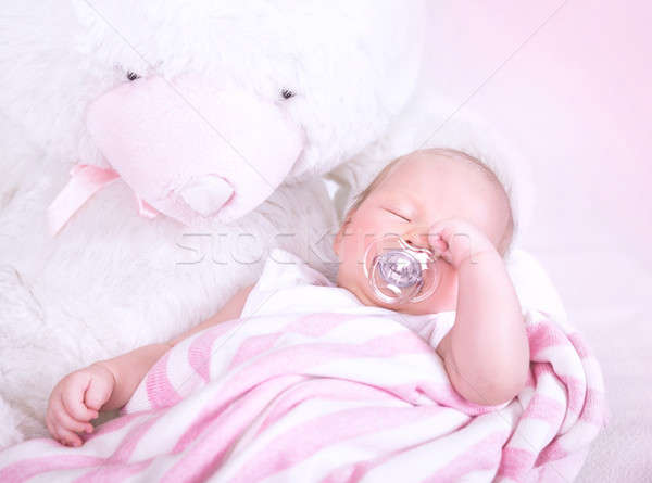 Cute baby snem pacyfikator usta Zdjęcia stock © Anna_Om