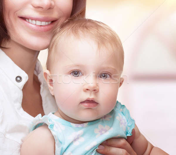 Aranyos baba anya közelkép portré kislány Stock fotó © Anna_Om