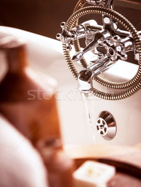 Gyönyörű fürdőszoba részlet víz folyik fényes Stock fotó © Anna_Om